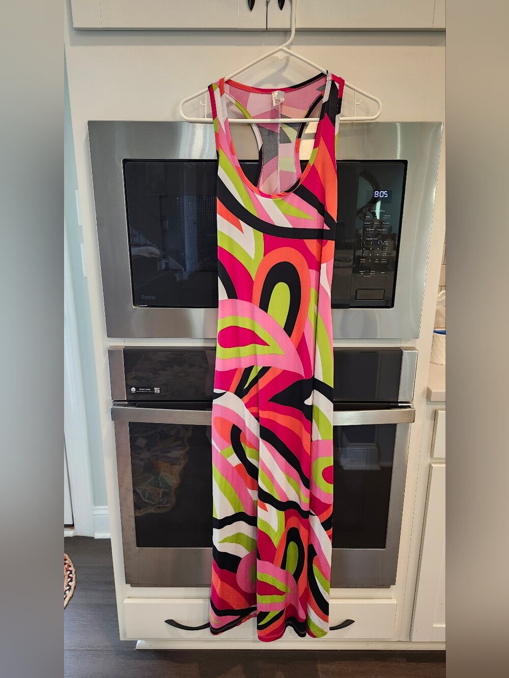 Vibrant Abstract Print Sleeveless Maxi Dress - Pink & Multicolor